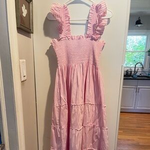Hill House Home Pink White Striped Ellie Nap Dress Size S Great!